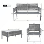 Rope Patio Sofa Set 4-Piece Loveseat & Chairs