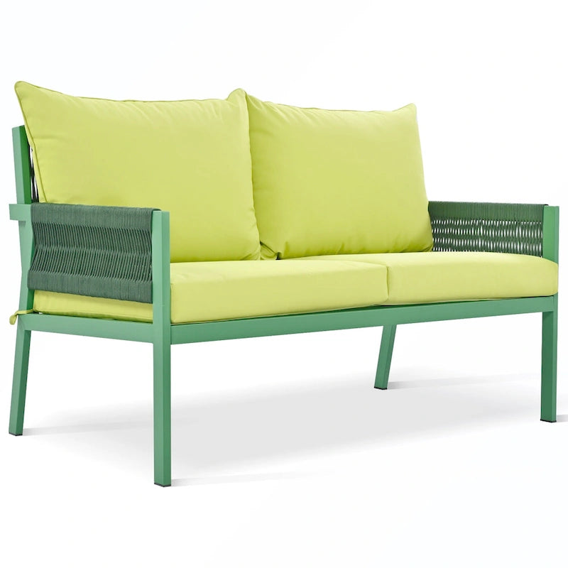 Rope Patio Sofa Set 4-Piece Loveseat & Chairs