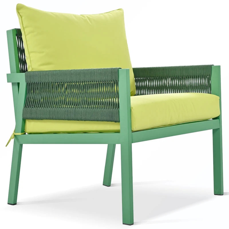 Rope Patio Sofa Set 4-Piece Loveseat & Chairs
