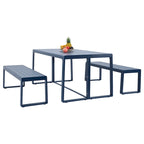 Aoodor 3-Piece Outdoor Patio Dining Set, Aluminum Furniture Set with 1 Rectangular Picnic Table and 2 Benches - N/A