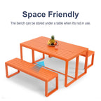 Aoodor 3-Piece Outdoor Patio Dining Set, Aluminum Furniture Set with 1 Rectangular Picnic Table and 2 Benches - N/A