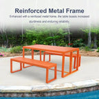 Aoodor 3-Piece Outdoor Patio Dining Set, Aluminum Furniture Set with 1 Rectangular Picnic Table and 2 Benches - N/A