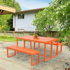 Aoodor 3-Piece Outdoor Patio Dining Set, Aluminum Furniture Set with 1 Rectangular Picnic Table and 2 Benches - N/A