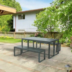 Aoodor 3-Piece Outdoor Patio Dining Set, Aluminum Furniture Set with 1 Rectangular Picnic Table and 2 Benches - N/A