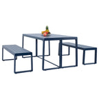 Aoodor 3-Piece Outdoor Patio Dining Set, Aluminum Furniture Set with 1 Rectangular Picnic Table and 2 Benches - N/A