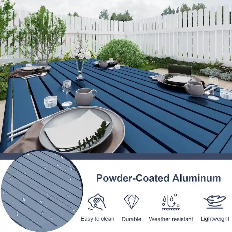 Aoodor 3-Piece Outdoor Patio Dining Set, Aluminum Furniture Set with 1 Rectangular Picnic Table and 2 Benches - N/A
