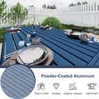 Aoodor 3-Piece Outdoor Patio Dining Set, Aluminum Furniture Set with 1 Rectangular Picnic Table and 2 Benches - N/A