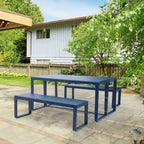 Aoodor 3-Piece Outdoor Patio Dining Set, Aluminum Furniture Set with 1 Rectangular Picnic Table and 2 Benches - N/A