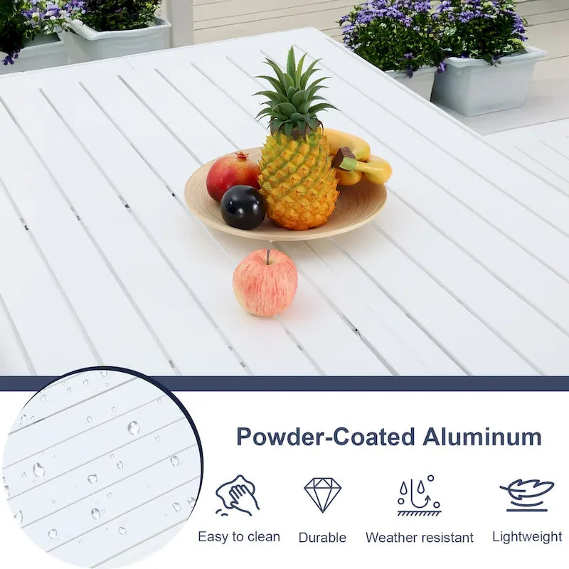Aoodor 3-Piece Outdoor Patio Dining Set, Aluminum Furniture Set with 1 Rectangular Picnic Table and 2 Benches - N/A