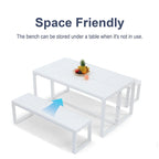 Aoodor 3-Piece Outdoor Patio Dining Set, Aluminum Furniture Set with 1 Rectangular Picnic Table and 2 Benches - N/A