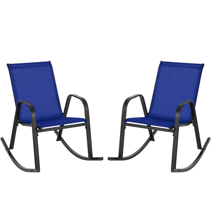 Costway 2/4 PCS Patio Rocking Chair Heavy-Duty Metal Rocker Outdoor