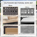 5-Piece Weave Patio Sectional Furniture Set with Extendable Coffee Table with Ice Bucket