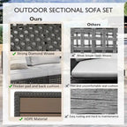 5-Piece Weave Patio Sectional Furniture Set with Extendable Coffee Table with Ice Bucket