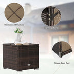 Gymax 2PCS Rattan Ottomans Seat Side Table Storage Box Footstool w/