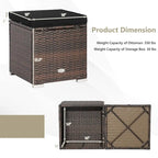Gymax 2PCS Rattan Ottomans Seat Side Table Storage Box Footstool w/