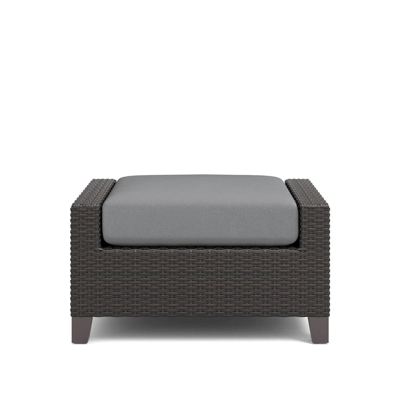 Gray Woven Outdoor Ottoman Set of 2, 29" Cushioned