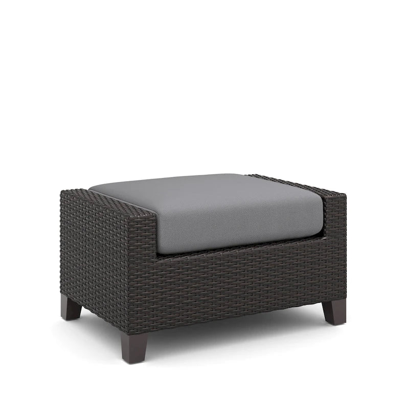 Gray Woven Outdoor Ottoman Set of 2, 29" Cushioned