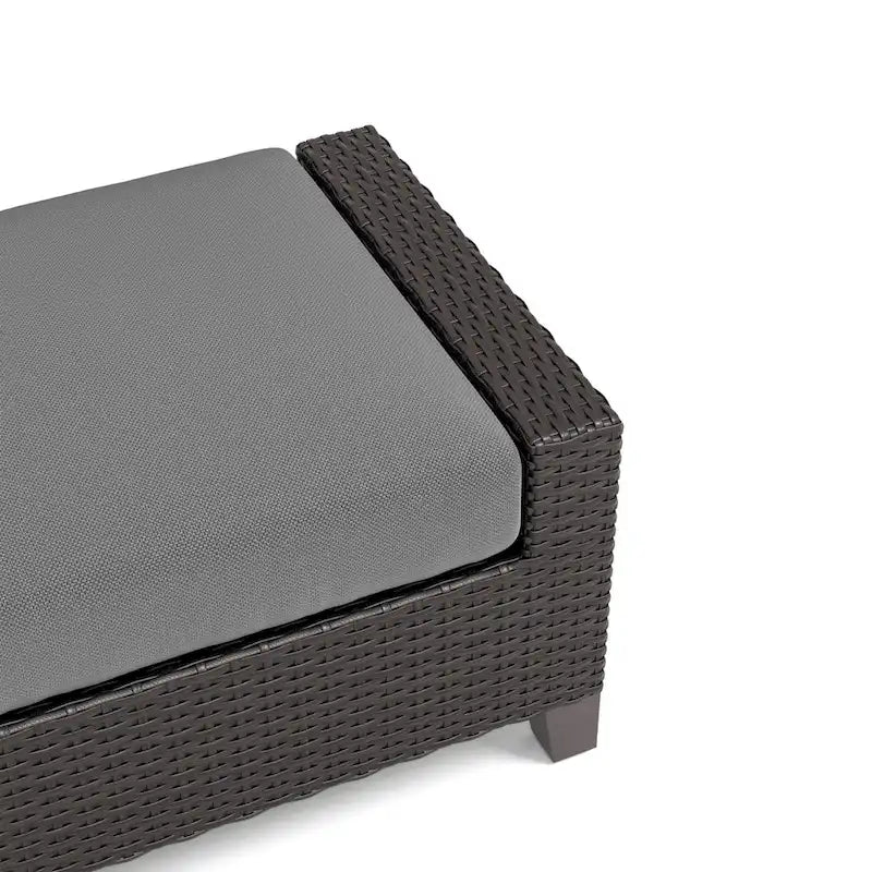 Gray Woven Outdoor Ottoman Set of 2, 29" Cushioned
