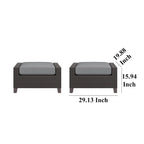 Gray Woven Outdoor Ottoman Set of 2, 29" Cushioned