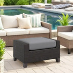 Gray Woven Outdoor Ottoman Set of 2, 29" Cushioned