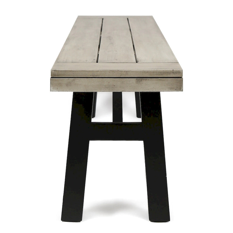 Wren Outdoor Bench Set of 2, Slat Panel, 63 Inch Gray Acacia Wood