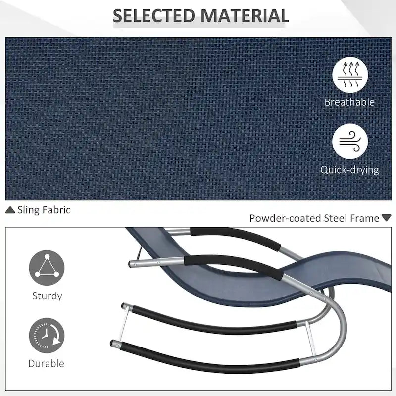 Outsunny Zero Gravity Rocking Chair Outdoor Chaise Lounge Chair Recliner Rocker with Detachable Pillow for Patio, Deck, Pool