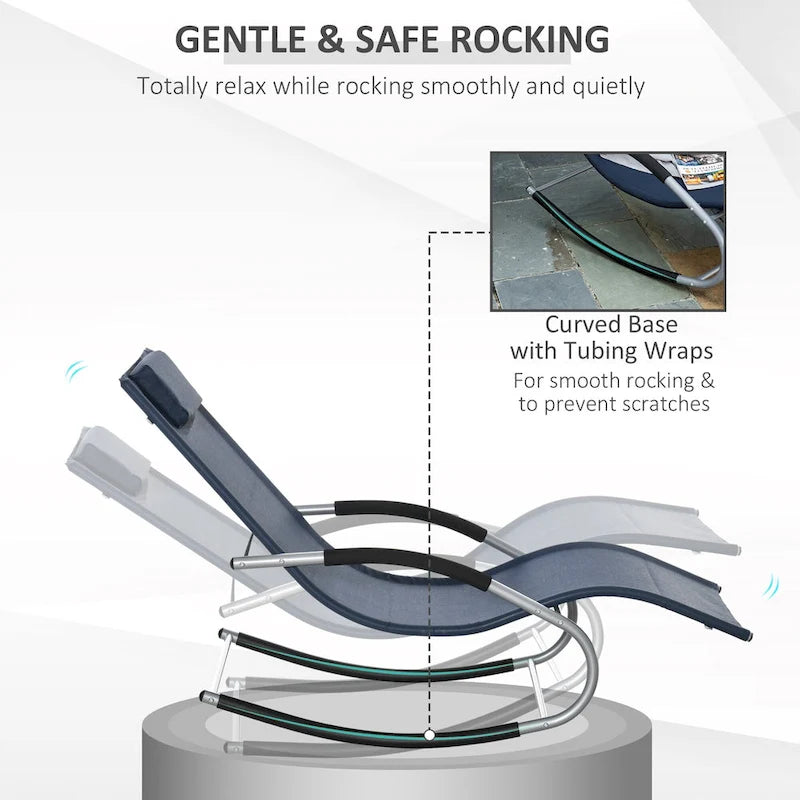 Outsunny Zero Gravity Rocking Chair Outdoor Chaise Lounge Chair Recliner Rocker with Detachable Pillow for Patio, Deck, Pool