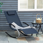 Outsunny Zero Gravity Rocking Chair Outdoor Chaise Lounge Chair Recliner Rocker with Detachable Pillow for Patio, Deck, Pool