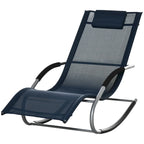 Outsunny Zero Gravity Rocking Chair Outdoor Chaise Lounge Chair Recliner Rocker with Detachable Pillow for Patio, Deck, Pool