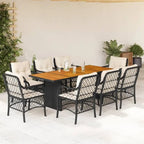 vidaXL Patio Dining Set with Cushions Table and Chair 7 Piece Poly Rattan