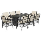 vidaXL Patio Dining Set with Cushions Table and Chair 7 Piece Poly Rattan