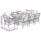 vidaXL Patio Dining Set with Cushions Table and Chair 7 Piece Poly Rattan