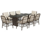 vidaXL Patio Dining Set with Cushions Table and Chair 7 Piece Poly Rattan
