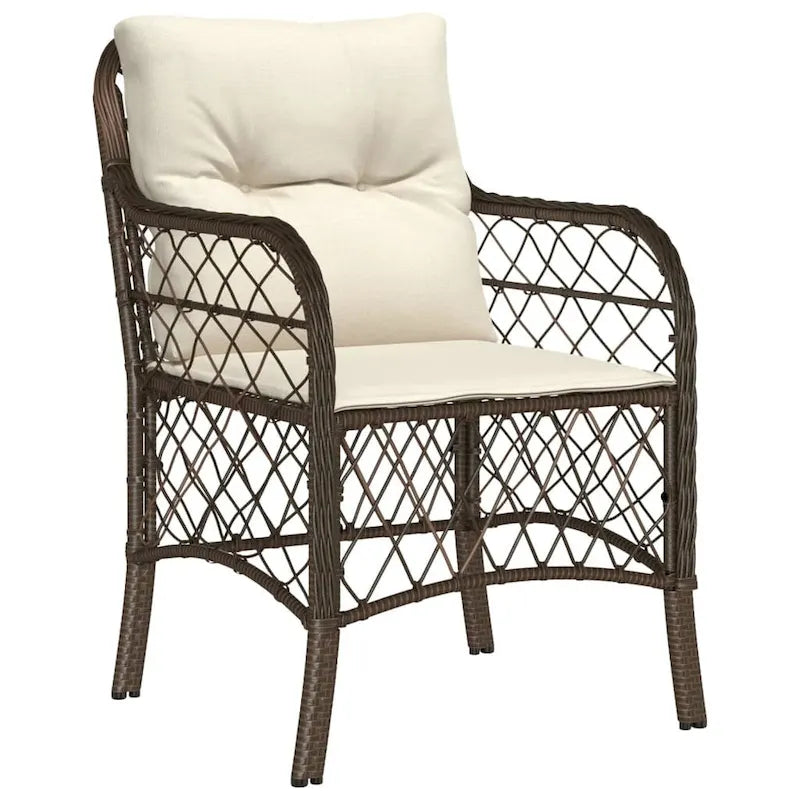 vidaXL Patio Dining Set with Cushions Table and Chair 7 Piece Poly Rattan