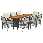 vidaXL Patio Dining Set with Cushions Table and Chair 7 Piece Poly Rattan