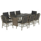 vidaXL Patio Dining Set with Cushions Table and Chair 7 Piece Poly Rattan
