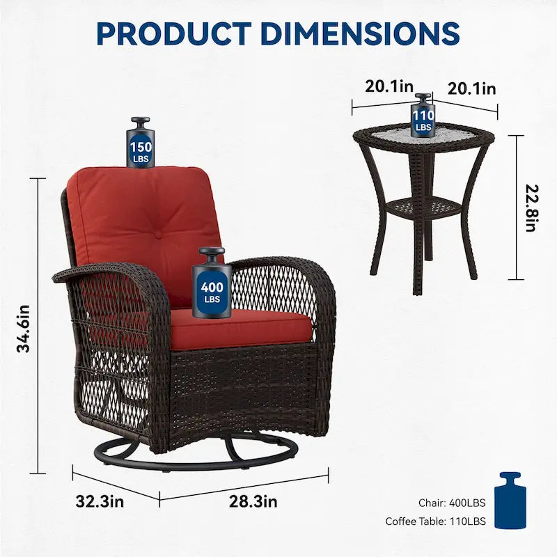 Outdoor Swivel Rocker Chairs Set of 2