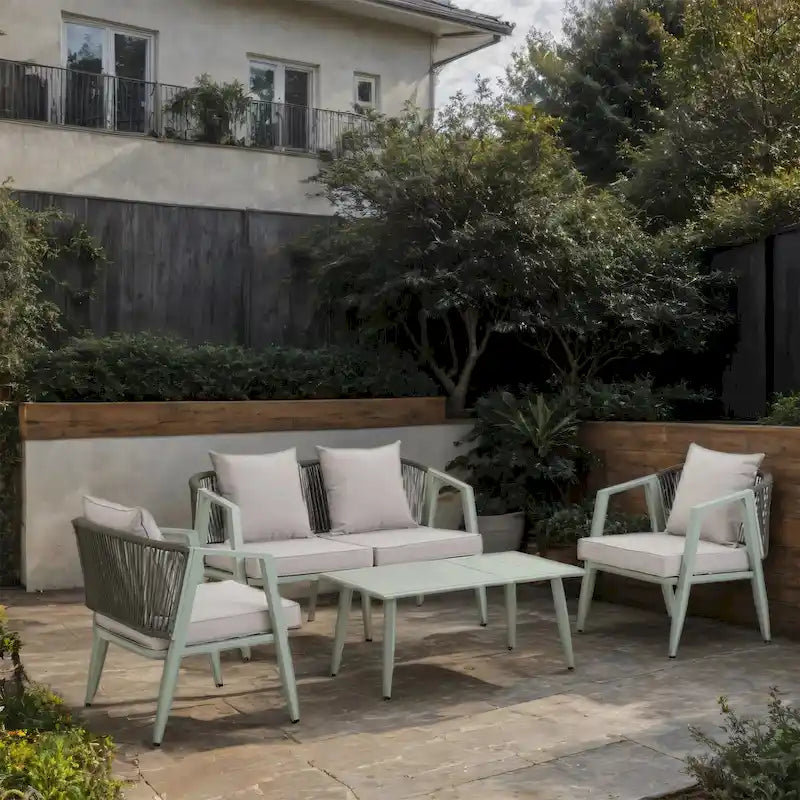 Outdoor Metal Chairs with Iron Table for Patios (Set of 4)