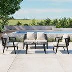 Outdoor Metal Chairs with Iron Table for Patios (Set of 4)
