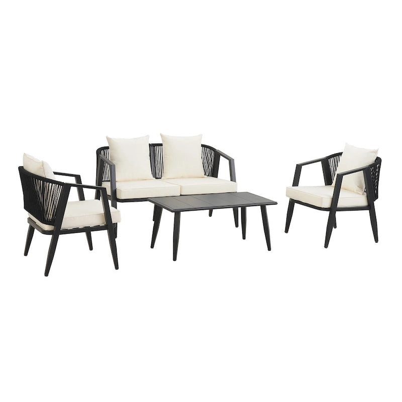 Outdoor Metal Chairs with Iron Table for Patios (Set of 4)