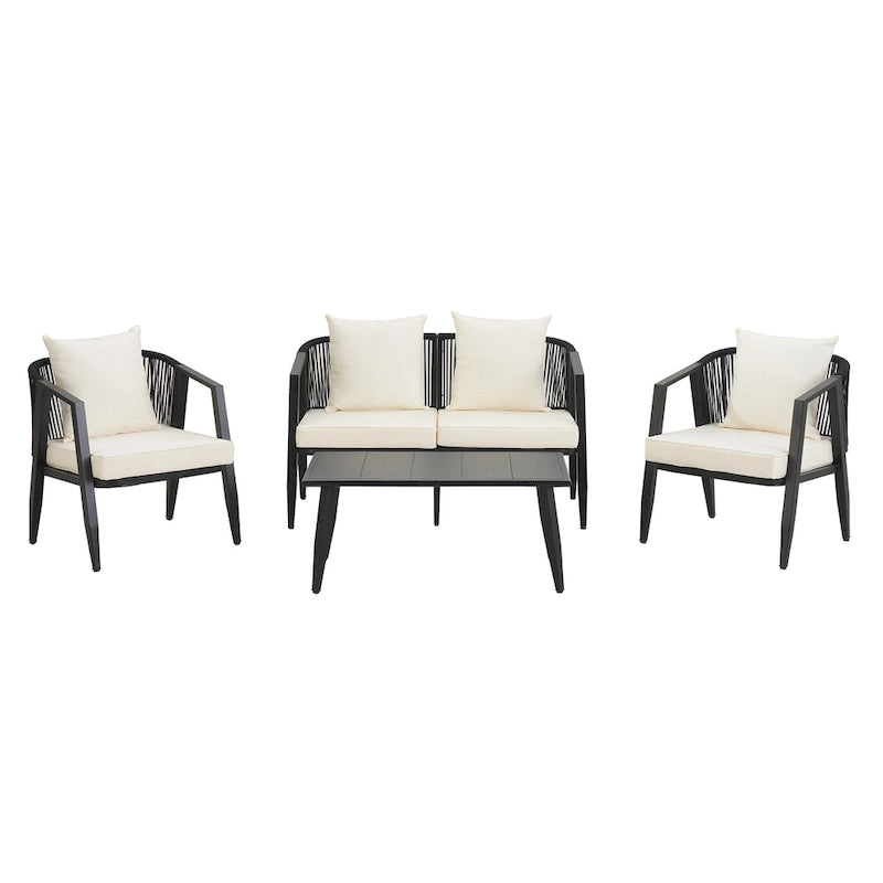 Outdoor Metal Chairs with Iron Table for Patios (Set of 4)