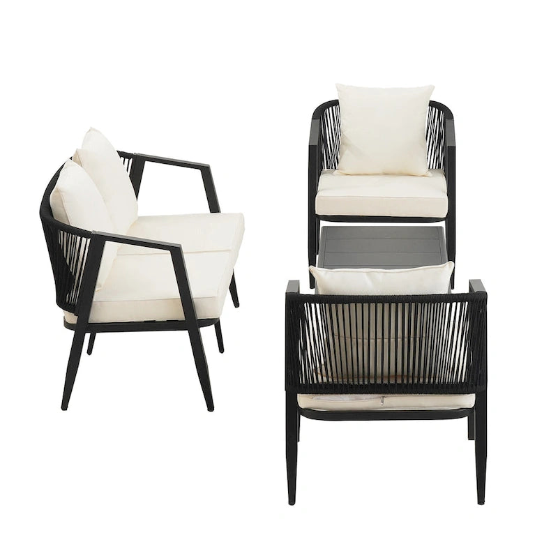 Outdoor Metal Chairs with Iron Table for Patios (Set of 4)