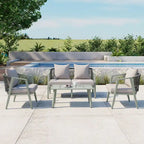Outdoor Metal Chairs with Iron Table for Patios (Set of 4)