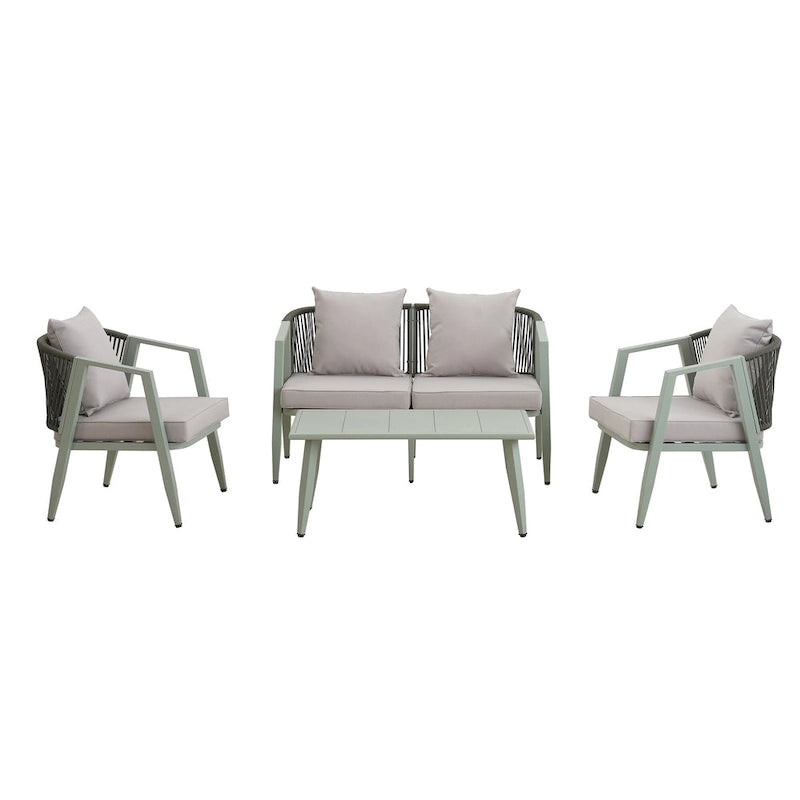 Outdoor Metal Chairs with Iron Table for Patios (Set of 4)