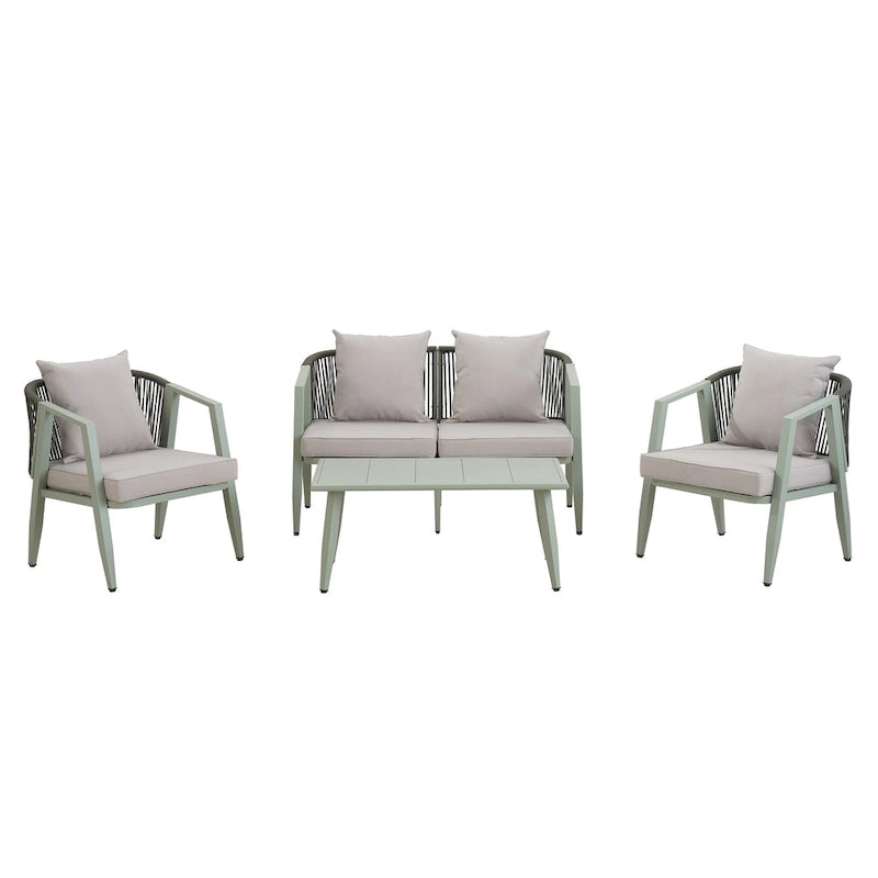 Outdoor Metal Chairs with Iron Table for Patios (Set of 4)