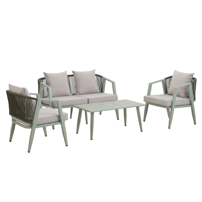 Outdoor Metal Chairs with Iron Table for Patios (Set of 4)