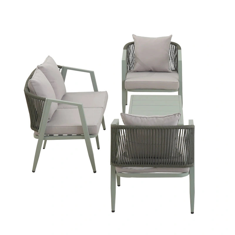 Outdoor Metal Chairs with Iron Table for Patios (Set of 4)
