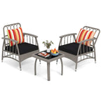 Costway 3 PCS Patio PE Wicker Furniture Set with 5-Level Adjustable - See Details
