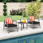 Costway 3 PCS Patio PE Wicker Furniture Set with 5-Level Adjustable - See Details