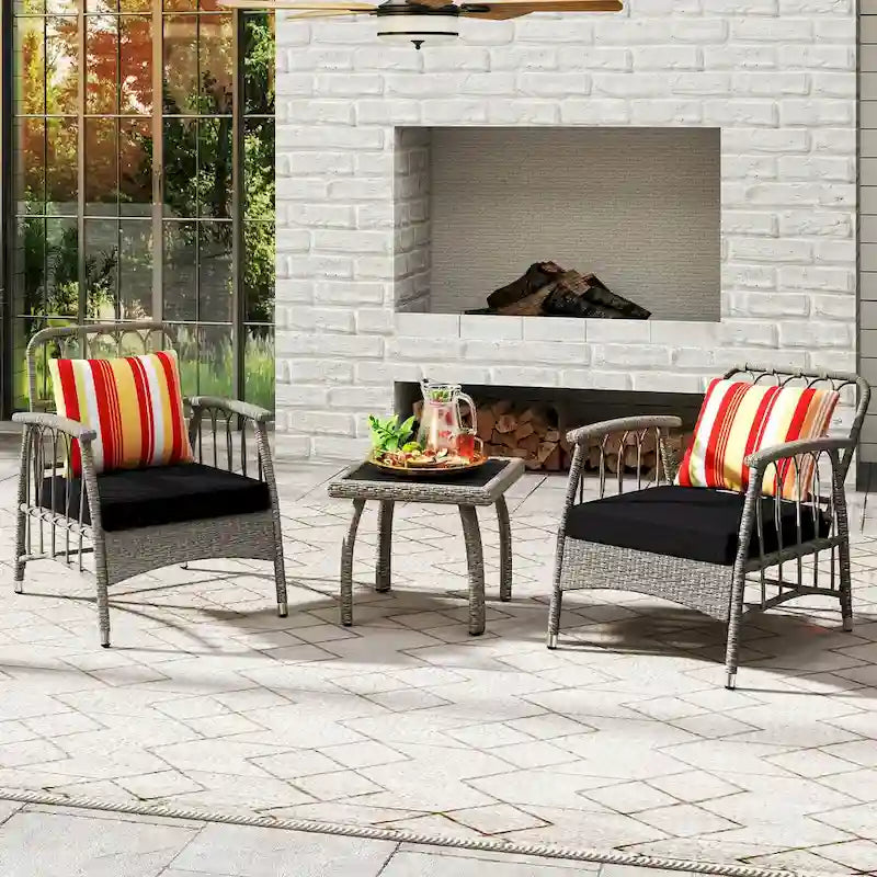 Costway 3 PCS Patio PE Wicker Furniture Set with 5-Level Adjustable - See Details